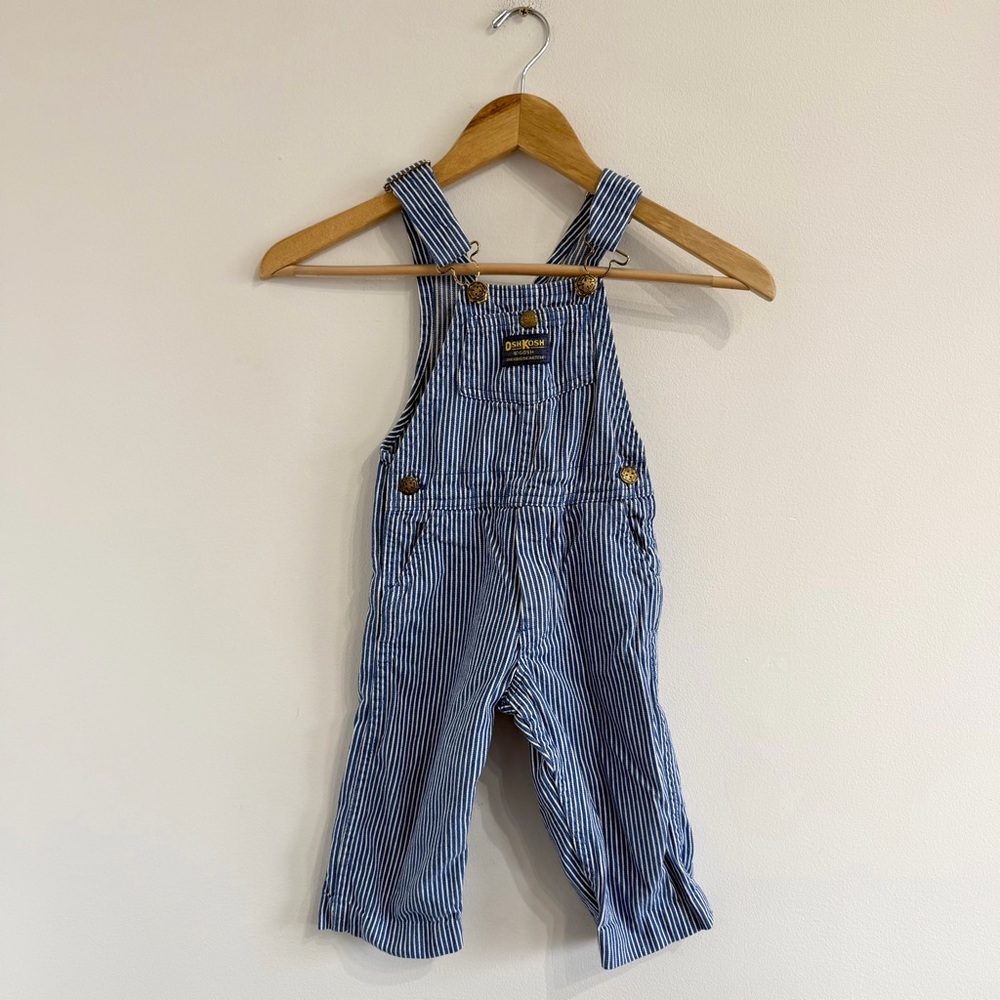 Vintage USA Oshkosh Overalls blue striped print cotton